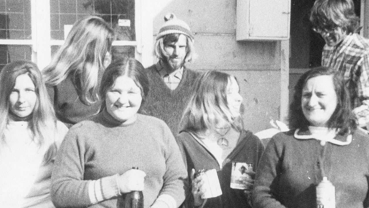 Black and white image of a group of people