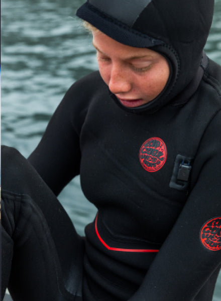 Erin Brooks wearing winter wetsuit
